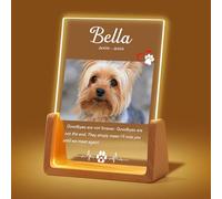 Personalised Pet Memorial Gifts, Custom Acrylic Pet Memorial Photo Frame with Light, Sympathy Gift for Lost Dog or Cat