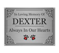 Personalised Pet Memorial Plaque - A5 Brushed Silver Aluminium Sign with Screwholes - Custom NameTribute Sign for Garden, Bench, or Indoor Remembrance
