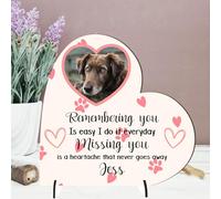 Personalised Pet Memorial Plaque - 'Remembering You is Easy, Missing You is a Heartache' - Available in MDF or Acrylic, Sizes Small to Large - Indoor & Outdoor Use (Mdf Wood 13.5cm x 13.5cm, Pink)