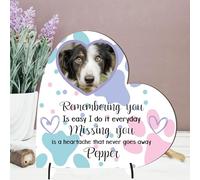 Personalised Pet Memorial Plaque - 'Remembering You is Easy, Missing You is a Heartache' - Available in MDF or Acrylic, Sizes Small to Large - Indoor & Outdoor Use (Mdf Wood 8.5cm x 8.5cm, Pastel)