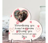 Personalised Pet Memorial Plaque - 'Remembering You is Easy, Missing You is a Heartache' - Available in MDF or Acrylic, Sizes Small to Large - Indoor & Outdoor Use (Mdf Wood 8.5cm x 8.5cm, Pink)