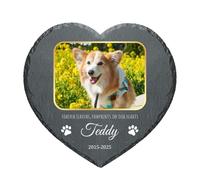 Personalised Pet Memorial Stones for Dog Cat Engraved Photo Text Name Date Custom Heart-Shaped Pet Plaque Customised Tombstone Grave Garden Decorative Remembrance Stone Loss Gifts for Animal, 3 Sizes