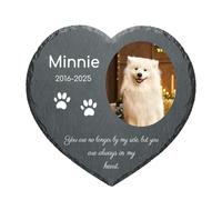 Personalised Pet Memorial Stones for Dog Cat Engraved Photo Text Name Date Custom Heart-Shaped Pet Plaque Customised Tombstone Grave Garden Decorative Remembrance Stone Loss Gifts for Animal, 3 Sizes