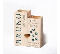 Personalised Pet Memorial Tea Light Candle Holder, Wooden, 12 cm x 10 cm