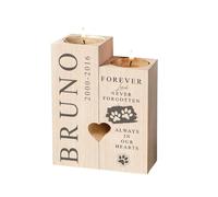 Personalised Pet Memorial Tea Light Candle Holder, Wooden, 12 cm x 10 cm Forever Loved Never Forgotten