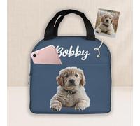 Personalised Pet Photo Lunch Bag, Custom Lunch Box with Dog Cat Photo&Name, Insulated Food Container Cool Bag Portable Reusable Food Tote for Pet Lovers - Gifts for Birthday, Christmas - Dog Mom Gifts