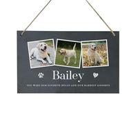 Personalised Pet Photo Slate Hanging Plaque - Custom Photos & Message, Memorial & Keepsake Gift for Dogs, Cats & Other Pets | 25x15cm