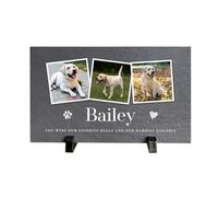 Personalised Pet Photo Slate with Stand - Custom Message | Dog & Cat Memorials, Sympathy Gift, Remembrance | 25x15cm
