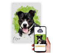 Personalised Pet Portrait Dog Watercolour Wall Art Gift From Photo Wall Panel Hang A4 28x20cm Custom Memorial Keepsake