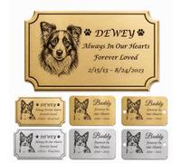 Personalised Pet Portrait Memorial Name Plate Custom Metal Name Monogram Plate for Pet Urn Engraved Plaque 3.5 x 7.5cm Brass Stainless Steel Self Adhesive Screw Fixing for Urn Photo Frame Door Trophy