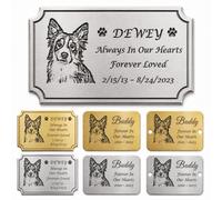Personalised Pet Portrait Memorial Name Plate Custom Metal Name Monogram Plate for Pet Urn Engraved Plaque 3.5 x 7.5cm Brass Stainless Steel Self Adhesive Screw Fixing for Urn Photo Frame Door Trophy
