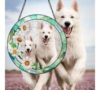 Personalised Pet Portrait Stained Glass Suncatcher - Custom Photo & Name Memorial Keepsake, Handmade Cat Bereavement Remembrance Gift for Dog Lovers (Pet Memorial Gifts)
