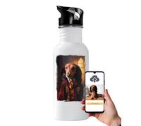 Personalised Pet Portrait Water Bottle TV/FILM Custom Your Dog Cat Gift from Photo Kids Adults Metal 600ml Present Labradoodle French Bulldog Any Breed