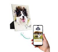 Personalised Pet Portrait Watercolour Gift From Photo Desktop Picture Frame With Stand Custom Memorial Keepsake Gifts for Dog Lovers Cat Pug Boxer Any Breed A4