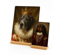 Personalised Pet Portrait Watercolour Gift From Photo Desktop Picture Frame With Stand Custom Memorial Keepsake Gifts for Dog Lovers Cat Pug Sausage Any Breed (Royal, A4 29cm x 20cm)