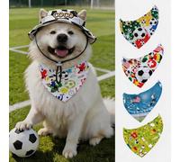 Personalised Pet Soccer Hat and Bib Set - Custom Embroidered Polyester Breathable Bandana Set (1 Hat + 5 Random Styles Bibs), World Cup Football Themed Dog Outfit, Unique Gift for Kinds of Breeds