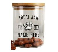 Personalised Pet Treats Glass Jar with lid. Pet Storage Pot