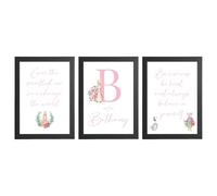 Personalised Peter Rabbit Prints For Nursery - Nursery Prints For Girl Or Nursery Prints For Girls | Childrens Bedroom Prints & Childrens Wall Art For Bedroom Walls In A5, A4 and A3 - Pink