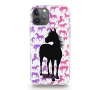 Personalised Phone Case For Apple iPhones, 16, 15, 14,13, 12, 11, Pro Max, Mini, XR, SE Custom Plastic Hard Phone Cover, Pink Purple Horse Phone Case with Name, Initial Phone Case
