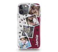 Personalised Phone Case For Apple iPhones, 17, 16, 15, 14, Pro, Max, Mini, Plus 13, 12, 11, X, XS, XR, SE Custom Dog Cat Paw Print Hard Cover with Four Photo Collage