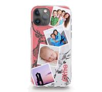 Personalised Phone Case For Apple iPhones, 17, 16, 15, 14, Pro, Max, Mini, Plus 13, 12, 11, X, XS, XR, SE Custom Pink Grey Stag Deer Cover with Four Photo Collage