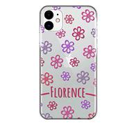 Personalised Phone Case For Huawei P Phones, P Smart, P9, P20, P30, P40 Pro, Lite, Pink Text/Name/Initials and Daisy Floral Design Print on Clear Case, Hard Cover