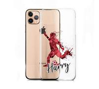 Personalised Phone Case For Huawei Phones, Nova 5T, Mate 30, 10, 20 Pro, Lite, Honor 8, 9, Dark Red Marble Football Player with Name/Text/Initials on Clear Hard Phone Cover, Football Phone Case
