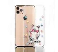 Personalised Phone Case For Huawei Phones, Nova 5T, Mate 30, 10, 20 Pro, Lite, Honor 8, 9, Initial/Name/Text, Pink Heart Glasses Rabbit Design on Clear Hard Cover