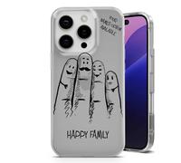 Personalised Phone Case for iPhone 17 Pro Max - Clear Soft Gel Custom Cover Hands Outline Drawing Individual Style Initials Name Text - Happy Family