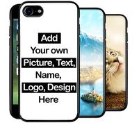 Personalised Phone Case for iPhone 7 / 8 / SE 2020 Add Text, Picture, Designs, Business Logo on Shockproof TPU Bumper back Cover Customised Gift idea for Birthday, Wedding Anniversary, special days