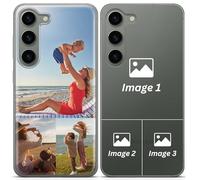 Personalised Phone Case for Samsung Galaxy S22 plus 5G Custom Clear TPU Case with Your Own Photo Image Text Picture Design Phone Cover | Collage of 3 Photos V2