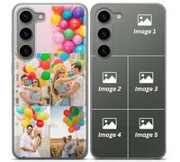 Personalised Phone Case for Samsung Galaxy S23 plus Custom Clear TPU Case with Your Own Photo Image Text Picture Design Phone Cover | Collage of 5 Photos