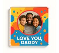 Personalised Photo Acrylic Coaster Gift - Vibrant Colourful Design for Dad - Personalised Father's Day Present with Photo Frame