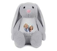 Personalised Photo Ashes Keepsake Memory Bunny - Grey | Bereavement Memorial Keepsake | Custom Photo & Message | Metal Heart Shaped Tin Ashes Urn | Sympathy Gift