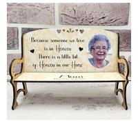 Personalised Photo Bereavement Memorial Bench - A Tribute to Cherished Memories, - Remembering Dad, Mum, Baby, and Pets - Thoughtful Memorial Gifts and Christmas Decorations (Gold)