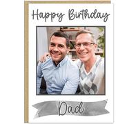 Personalised Photo Birthday Card for Him Custom Own Name and Add Your Own Picture A5 Greetings Card for Dad Grandad Brother Son Best Friend Keepsake Card For Men (Grey)