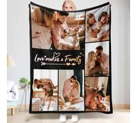 Personalised Photo Blanket Custom Blanket for Adults Personalised Gifts for Women Men Christmas Birthday ThanksgivingGifts for Family Kids Friends (6 Photo)
