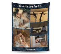 Personalised Photo Blanket,Custom Blanket With Picture Text,Unique One Birthday/Holiday/Christmas, Personalised Gifts For Family,Girlfriend,Boyfriend,Friends,Pet (5 photos)