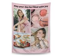 Personalised Photo Blanket,Custom Blanket With Picture Text,Unique One Birthday/Holiday/Christmas, Personalised Gifts For Family,Girlfriend,Boyfriend,Friends,Pet (4 photos)