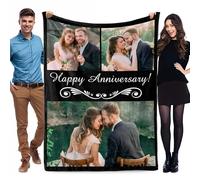 Personalised Photo Blanket for Adult Kids, Customised Blanket with Picture Text, Custom Blanekt, Personalised Christmas Valentines Anniversary Birthday Gifts for Her Women Men Him Girlfriend Boyfriend