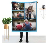 Personalised Photo Blanket Throw, Customised Blanket with Words Picture Collage, Personalised Birthday Gifts, Personalised Gifts for Dad, Mom, Men, Women, Kids, Dogs, Friends or Lover