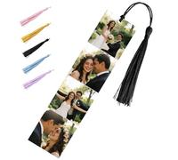 Personalised Photo Bookmark Book Lover Gifts Custom Metal Book Mark with Multicolor Tassel Customised Birthday Valentines Gifts for Women Men Girlfriend Boyfriend Teacher Family (3 Photos)