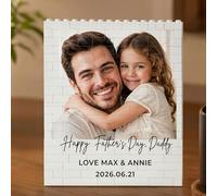 Personalised Photo Building Bricks Puzzle, Dad Gifts from Daughter Son, Custom DIY 3d Jigsaw Puzzle Board Photo Frame, Best Fathers Day Birthday Presents for Dad, Men, Grandpa & Family Keepsake