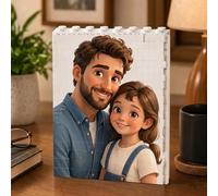 Personalised Photo Building Bricks Puzzle, Dad Gifts from Daughter Son, Custom DIY 3d Jigsaw Puzzle Board Photo Frame, Best Fathers Day Birthday Presents for Dad, Men, Grandpa & Family Keepsake