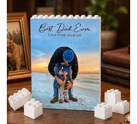 Personalised Photo Building Bricks Puzzle, Dad Gifts from Daughter Son, Custom DIY 3d Jigsaw Puzzle Board Photo Frame, Best Fathers Day Birthday Presents for Dad, Men, Grandpa & Family Keepsake