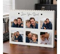 Personalised Photo Building Bricks Puzzle, Dad Gifts from Daughter Son, Custom DIY 3d Jigsaw Puzzle Board Photo Frame, Best Fathers Day Birthday Presents for Dad, Men, Grandpa & Family Keepsake