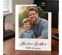Personalised Photo Building Bricks Puzzle, Gift for Dad from Daughter Son, Custom DIY 3d Jigsaw Puzzle Board Photo Frame, Best Fathers Day Birthday Presents for Dad, Men, Grandpa & Family Keepsake