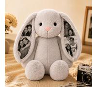 Personalised Photo Bunny with Hidden 4 Photo Ears Memory Rabbit Gift