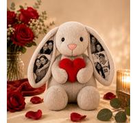 Personalised Photo Bunny with Hidden 4 Photo Ears Memory Rabbit Gift