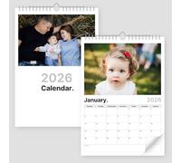 Personalised Photo Calendar 2026 A4 - Upload 12 Photos - Month-to-View (Mon Start) - 210 × 297 mm - 13 Single-Sided Leaves - White Wire Binding with Thumbcut & Hanging Hole